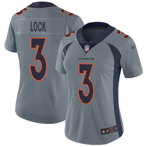 Denver Broncos Limited Women Silver Drew Lock Jersey #3 Inverted Legend NFL Football Nike